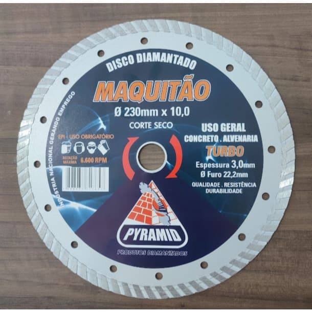 Disco Diamantado Turbo Makitão 230 X 22,2mm 9 Pol. Mármore Granito Concreto Pyramid