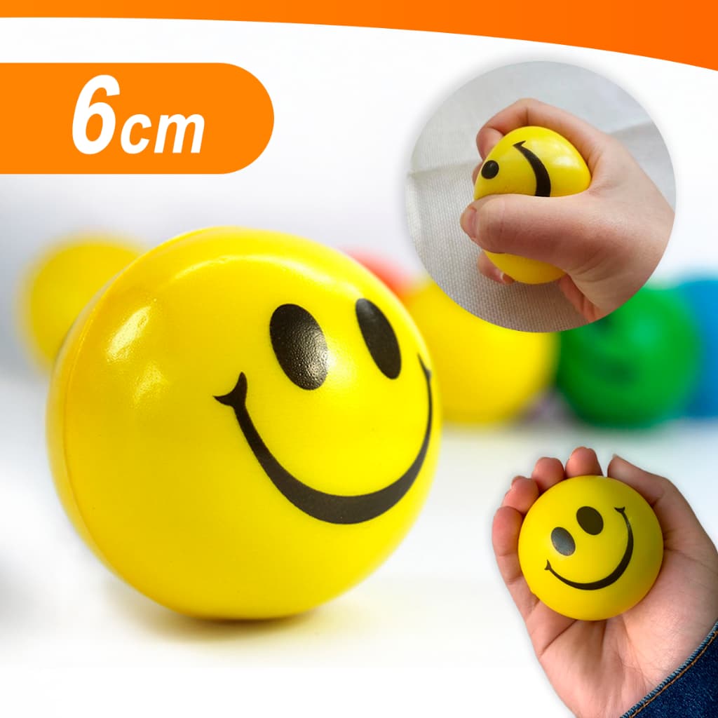 Kit 2 a 12 Bolas Anti Stress Smile Bolinha De Mão Fisioterapia Recuperação Importadora Util