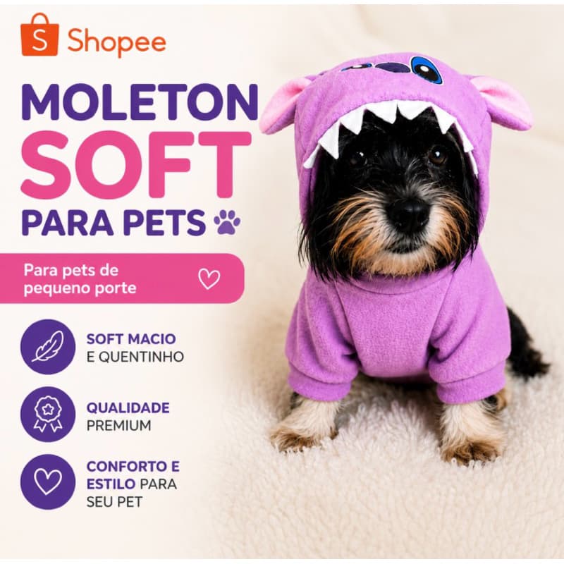 Moleton Soft para cachorro Roupa de soft pet inverno Porte Pequeno Roupa inverno para cachorro