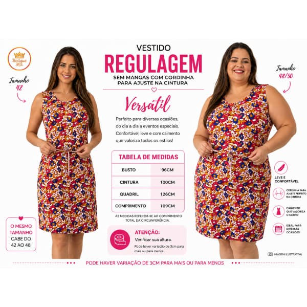 Vestido Sem Mangas Com Cintura Regulável Malha Fria Liganete