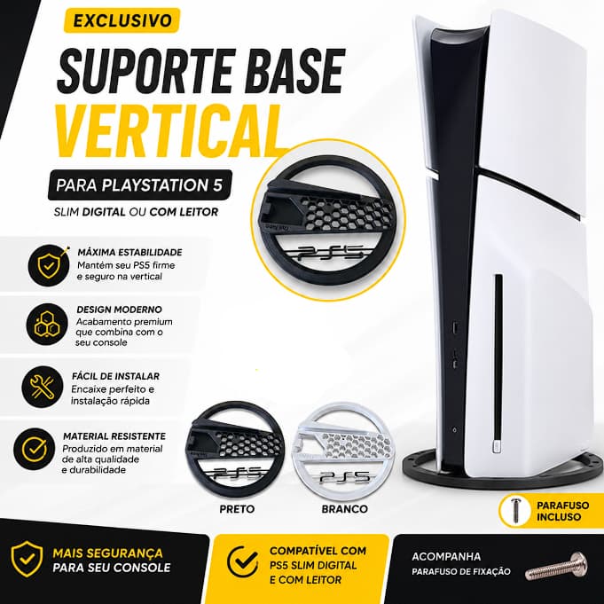 Suporte Base Vertical para PlayStation 5 PS5 Slim Digital e com Leitor | Exclusivo