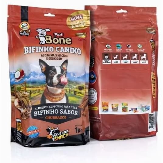 Bifinho Pró Bone Sabor Churrasco Grelhado para Cães Pacote 1kg