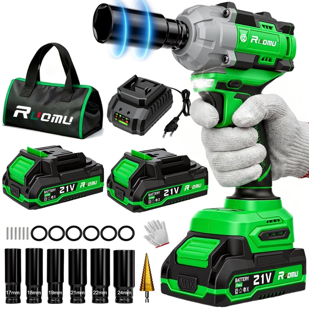 Chave De Impacto Elétrica 800N.m Potente Brushless 2 Baterias