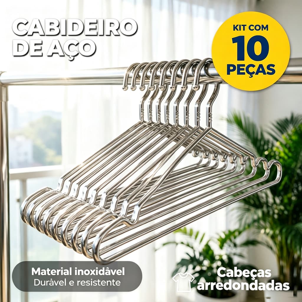 Kit 10 Cabides Tintureiro Metal Aço Cromado Adulto Cava Resistente Cabide，promoção de atacado