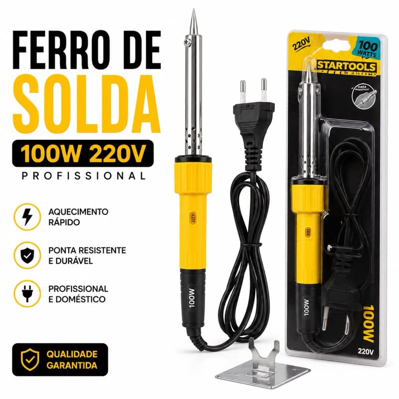 FERRO DE SOLDA PROFISSIONAL  100w 220v Multiuso Com Suporte Resistente Envio Rápido