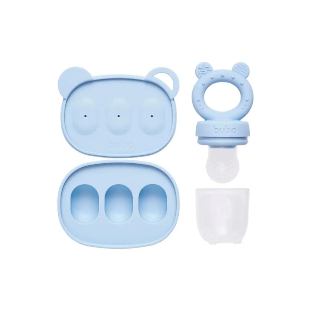 Kit Porta Frutinhas Buba com Forminha Silicone Introdução Alimentar +6 Meses
