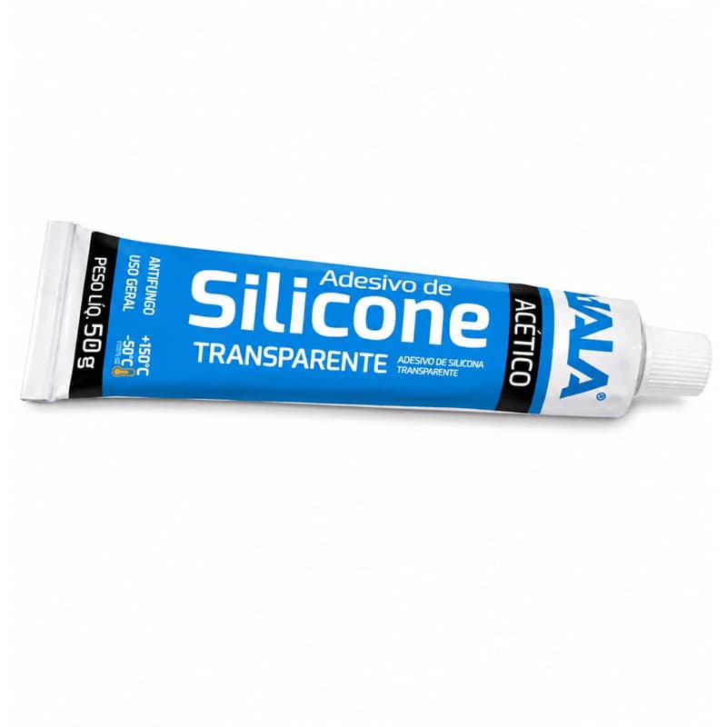 10 Silicone Acético Transparente Kala 50g – Alta Fixação e Vedação Profissional