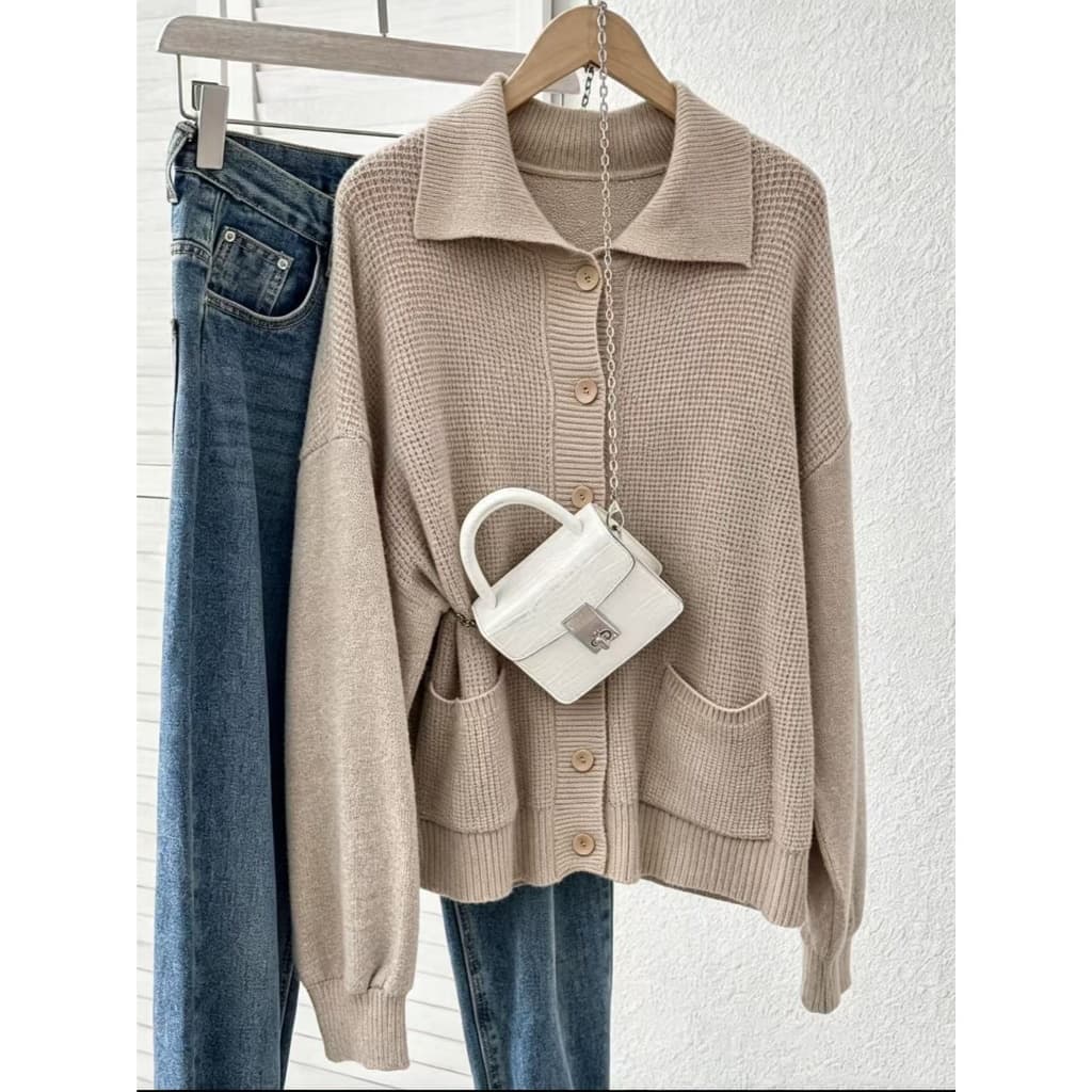 Casaco de Tricô de Gola Alta Estilo Europeu Grosso Feminina Manga Longa Inverno Estampada Simples Blusa