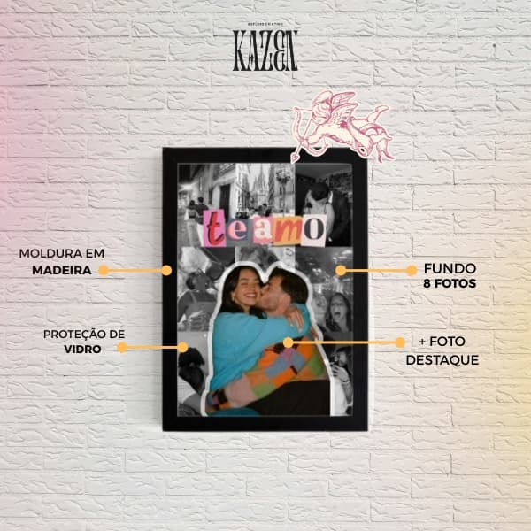 Quadro Personalizado para Casal Moldura em Madeira