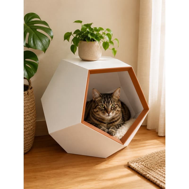 Toca para Gatos Moderna Pentagonal Casinha Pet Cama para Gato Design Exclusivo