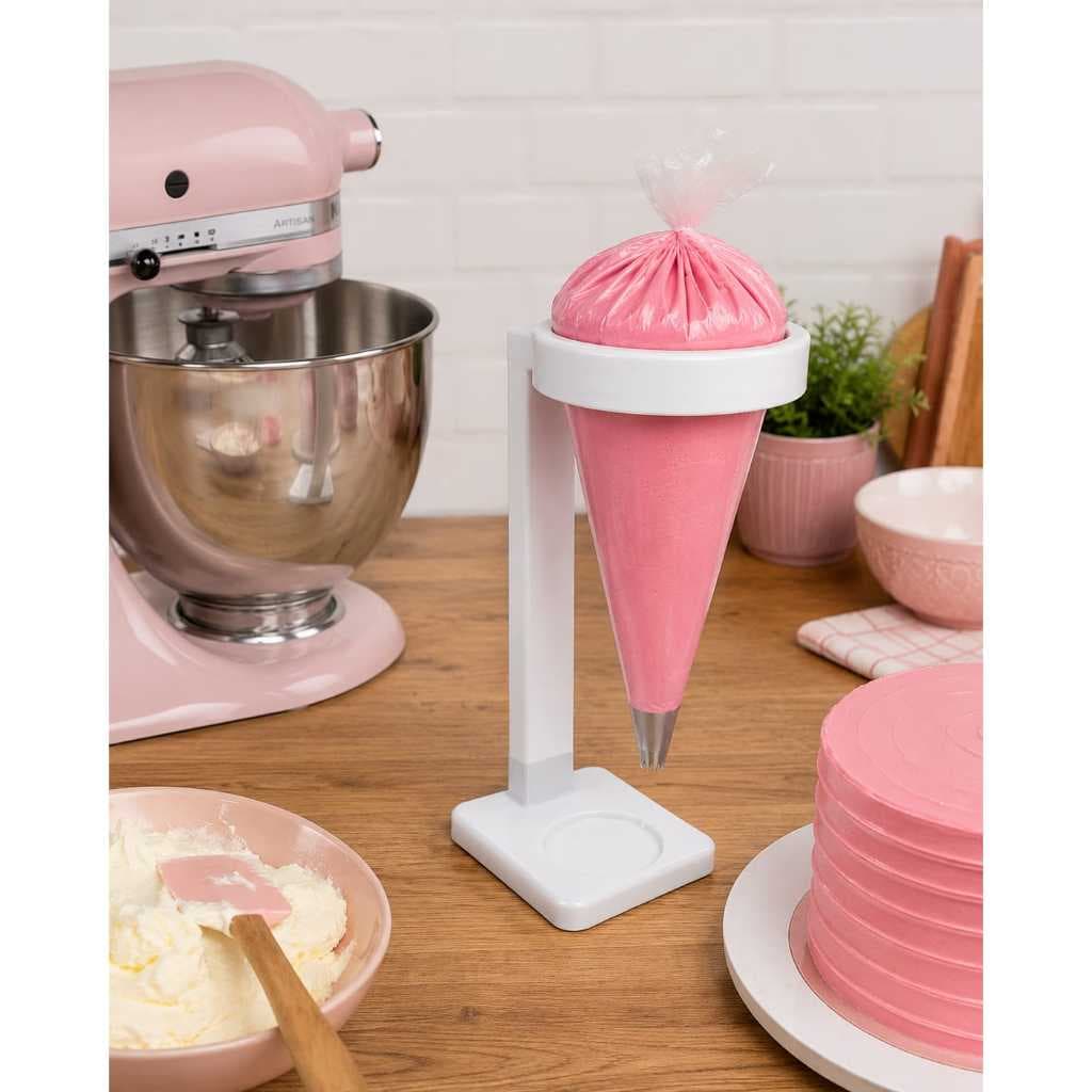 Suporte para Saco de Confeitar com Saco Plástico – Organizador para Confeitaria - Acompanha Saco de Confeitar