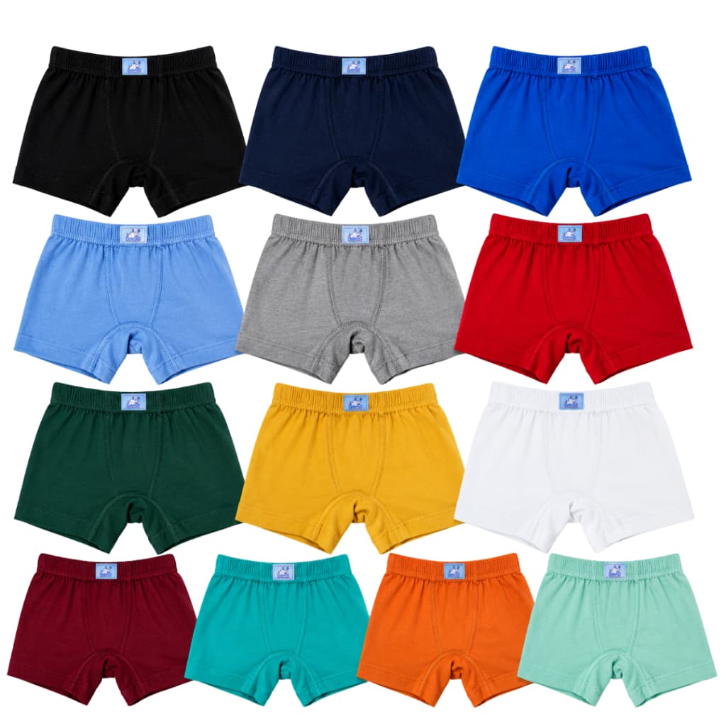 Kit Cueca Boxer Infantil Confortável Respirável Forro 100% Algodão Box Antialérgica Elástico Premium