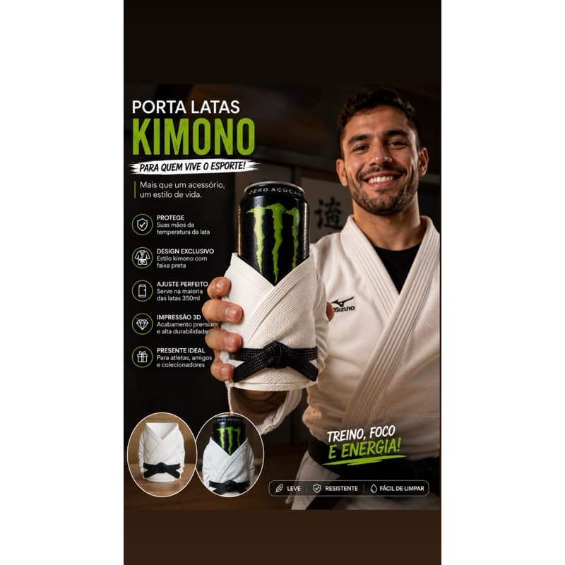 Porta Latas Kimono Branco 350ml Térmico Criativo - Todas as Cores de Faixas (Jiu Jitsu, Judô, Karatê, Protetor de Lata)