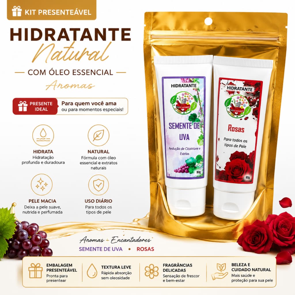 kit Presenteável de Creme Hidratate Natural com Óleo Essencial Aromas