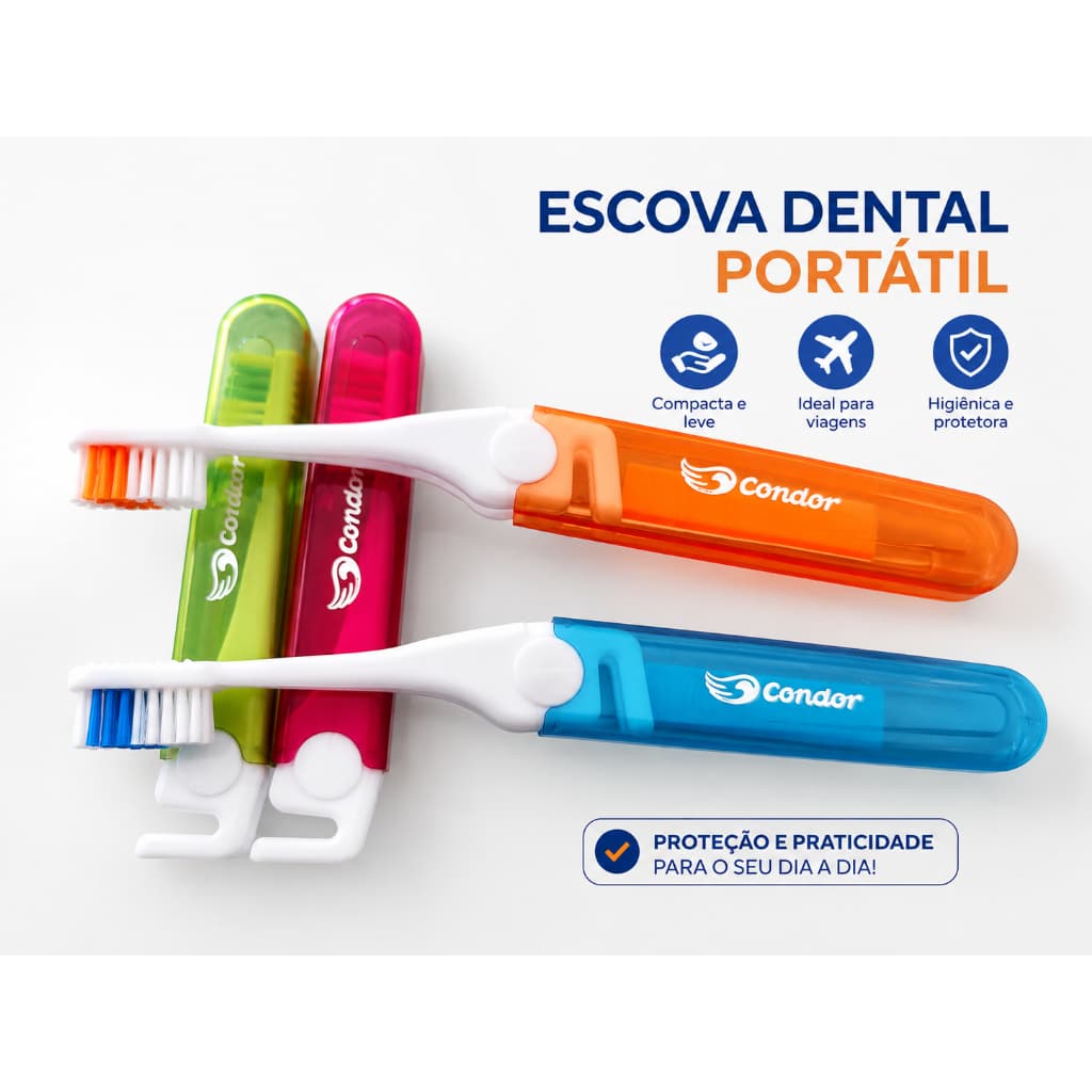 Escova Dental Condor Trip Macia - diversas cores- KIT COM DUAS ESCOVAS