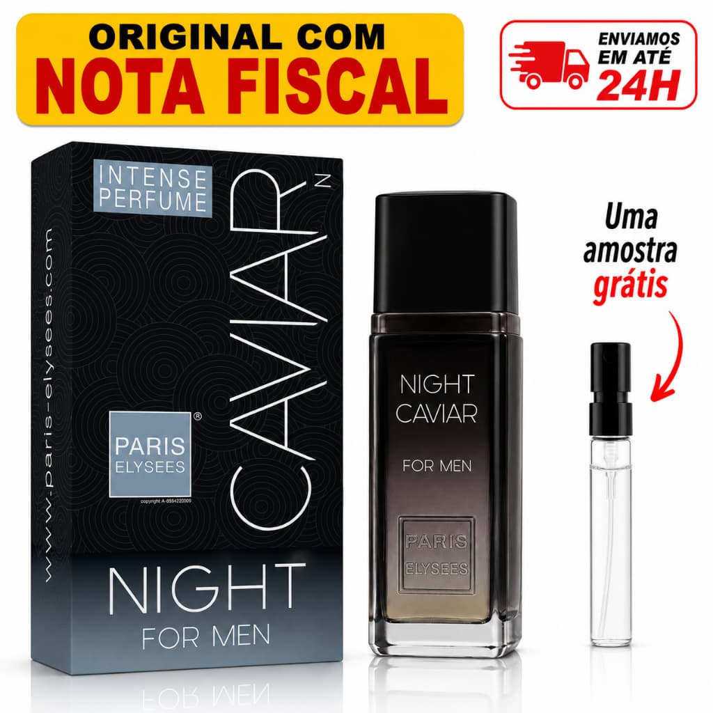 Perfume Night Caviar 100ML + 1 Amostra Paris Elysees Eau de Toilette Original