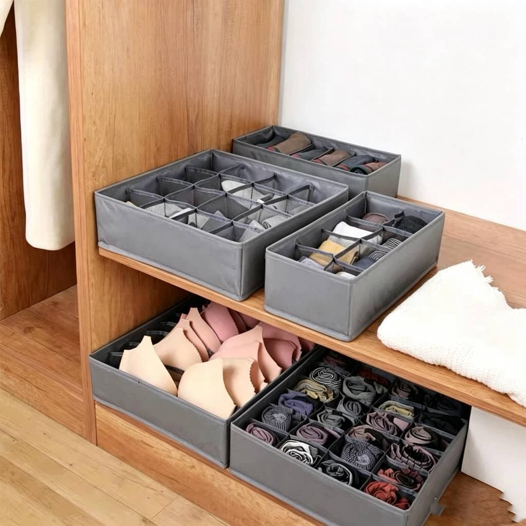 kit 4 pcs Caixa organizador de gavetas 24/7/6 para sutia /roupas/meia/chapéu/CuecaTNT REFORCADO DOBRAVEL Guarda-Roupa