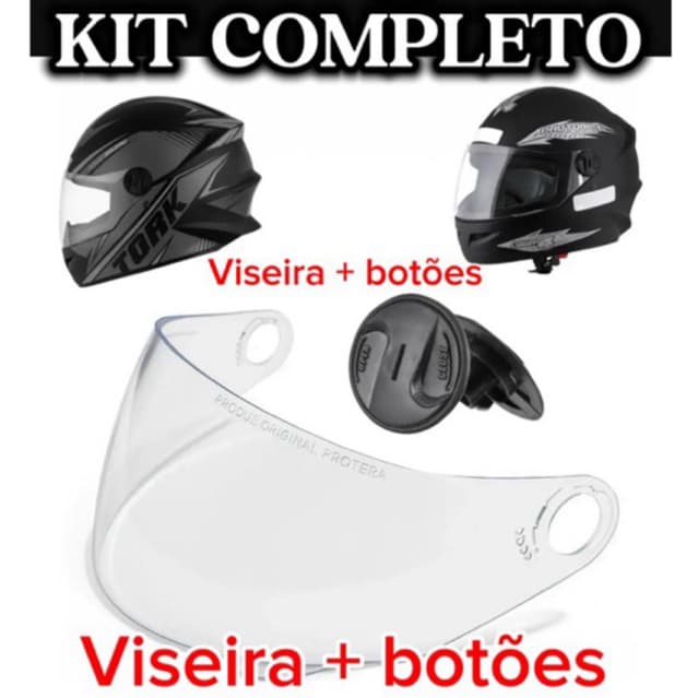 KIT.  VISEIRA + BOTOES para o CAPACETE PRO TORK R8