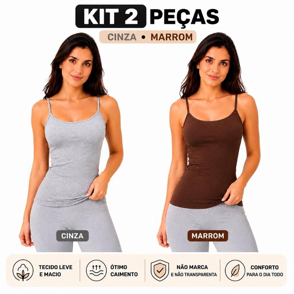 Combo 2 Regata Blusinha Feminina Algoão Básica Elegante Blogueira Tendencia