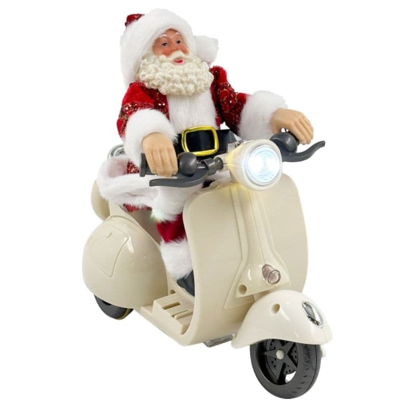 Papai Noel Musical Moto 18x18cm em Plastico Fartex