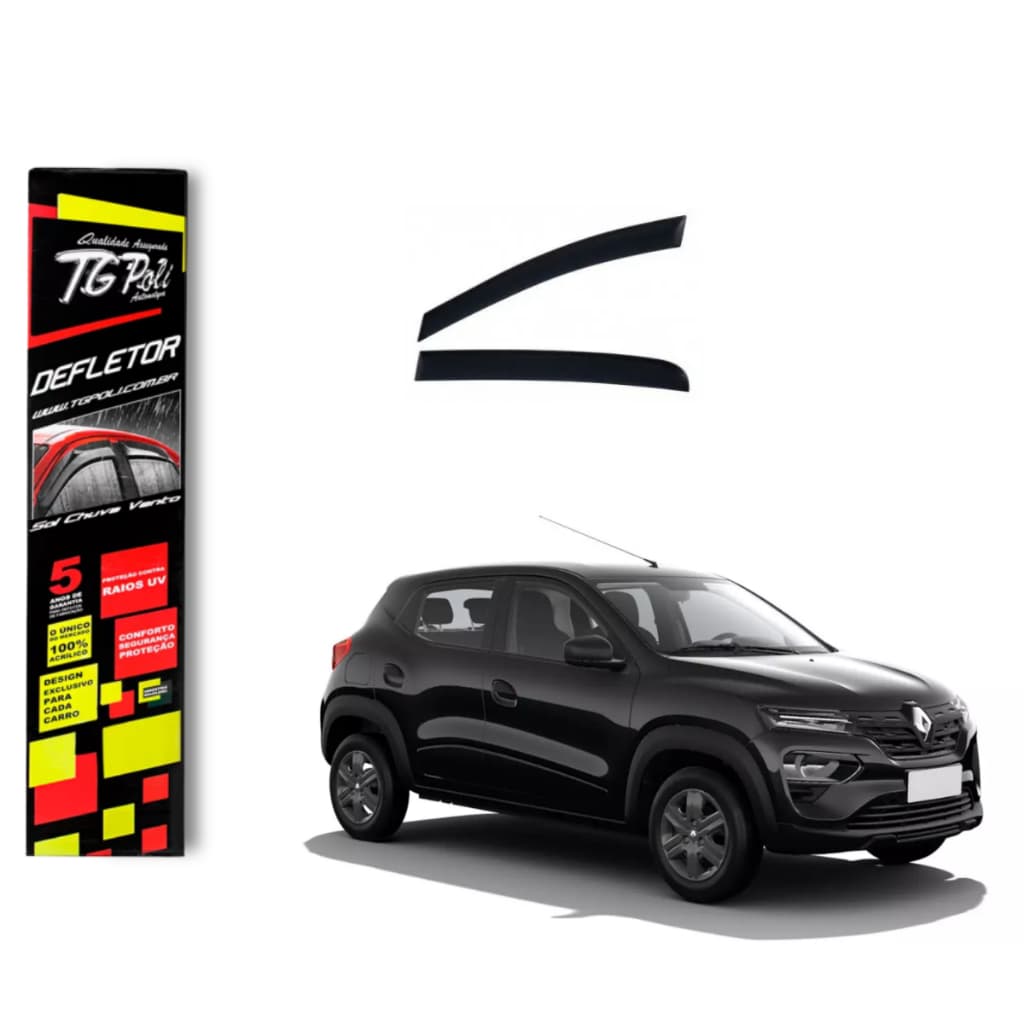 Calha de Chuva Renault Kwid 2017 a 2026 TG Poli Defletor 4 portas Protetor Janelas Fumê