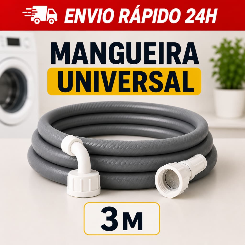 Mangueira Para Entrada Máquina de Lavar 3 Metros Agua De Lavadora Tanquinho Lava e Seca Louça