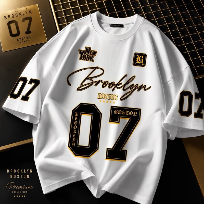 Camiseta T-shirt Streetwear Boston 07 Brooklyn Estilo Jersey Premium Algodão