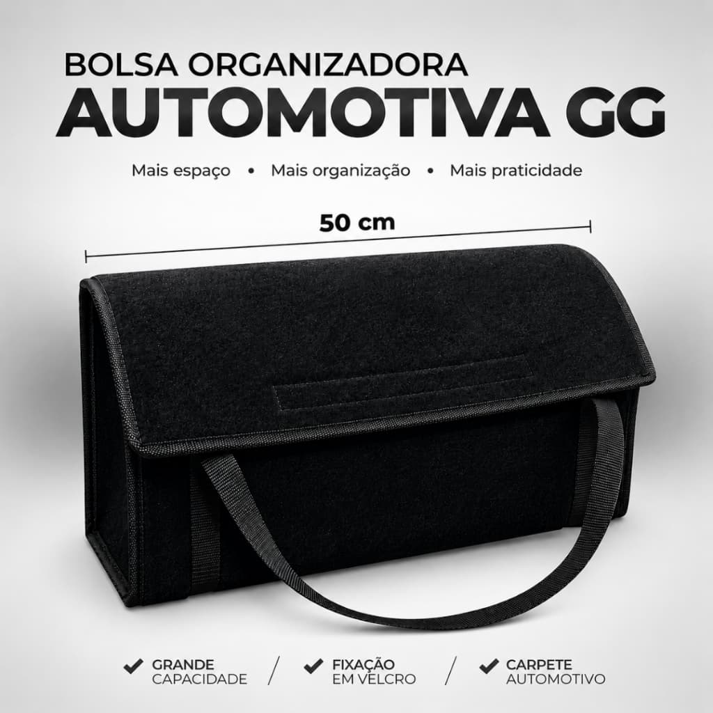 Bolsa de Ferramentas Grande 50 cm para Porta Malas de Carro Carpete Premium Organizadora Universal