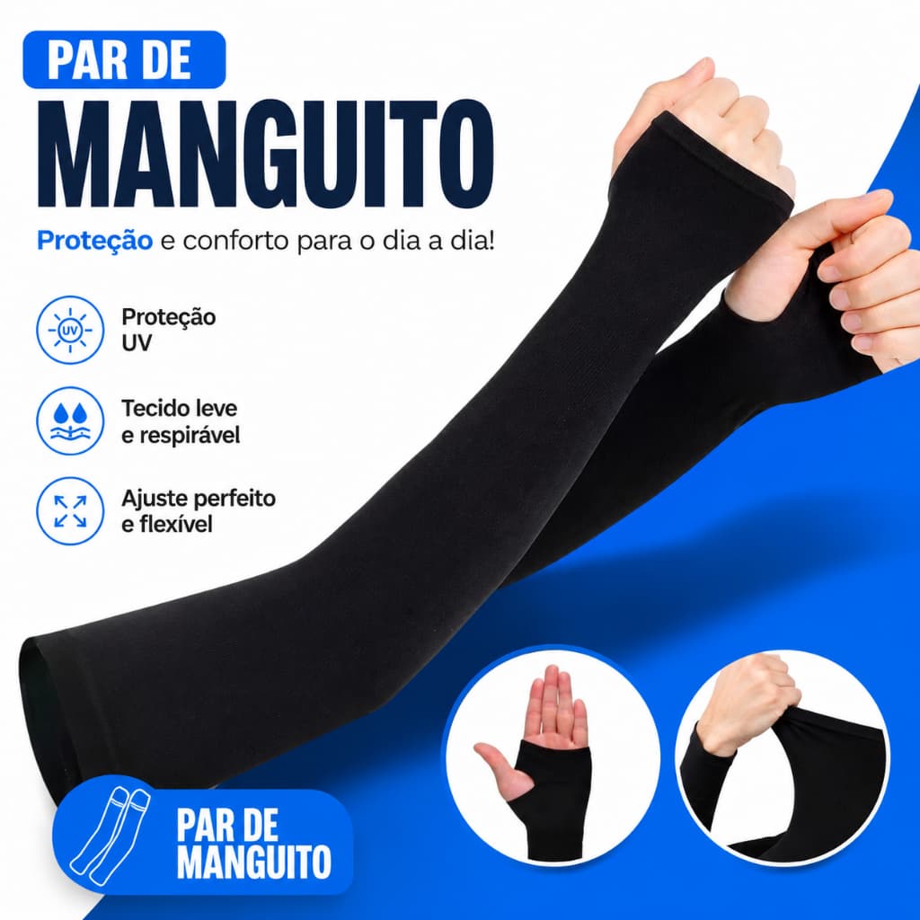Par de Manguito Unissex Proteção Solar Uv Respirável Fina Braço Seda Masculino Mangote com Dedo Ciclismo Corrida