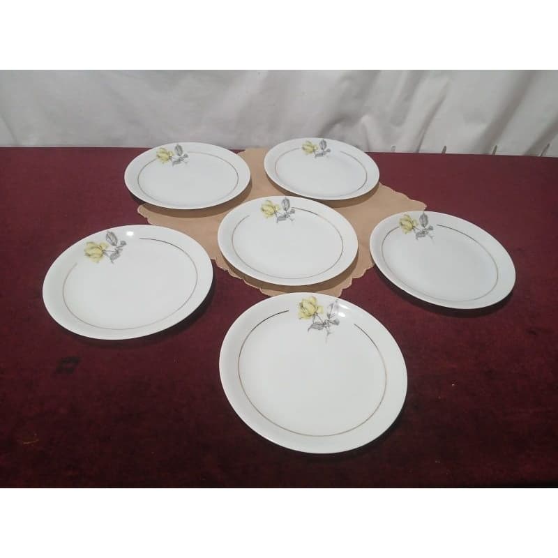 Conjunto com 6 pratos de pão/ antiguidade