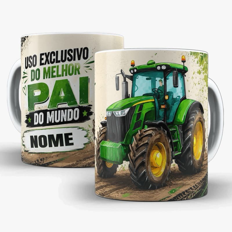 caneca xícara personalizada melhor pai do mundo exclusivo trator