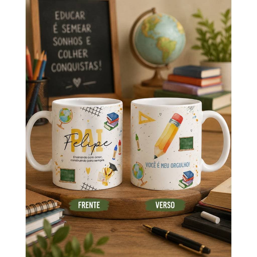Caneca Personalizada Dia dos Pais 325ml com Foto e Frase Presente para Pai