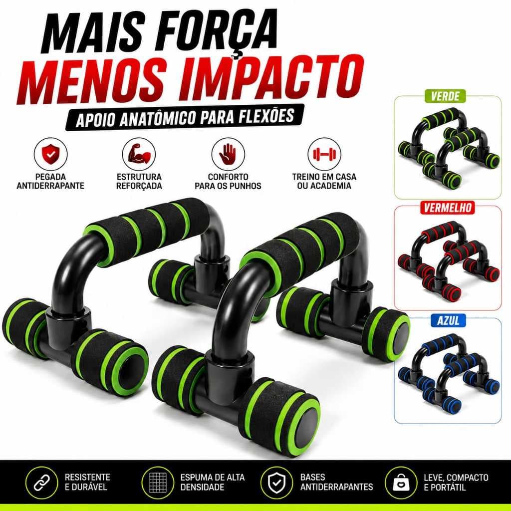 Par de Barra de Apoio para Flexão de Braço Anatômico Antiderrapante Academia Calistenia Fitness