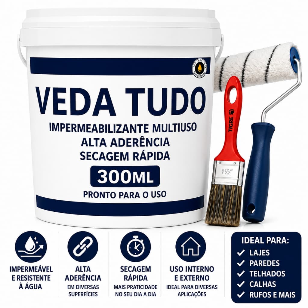 Selante Líquido Veda Tudo Vedação interna e externa 300 ml