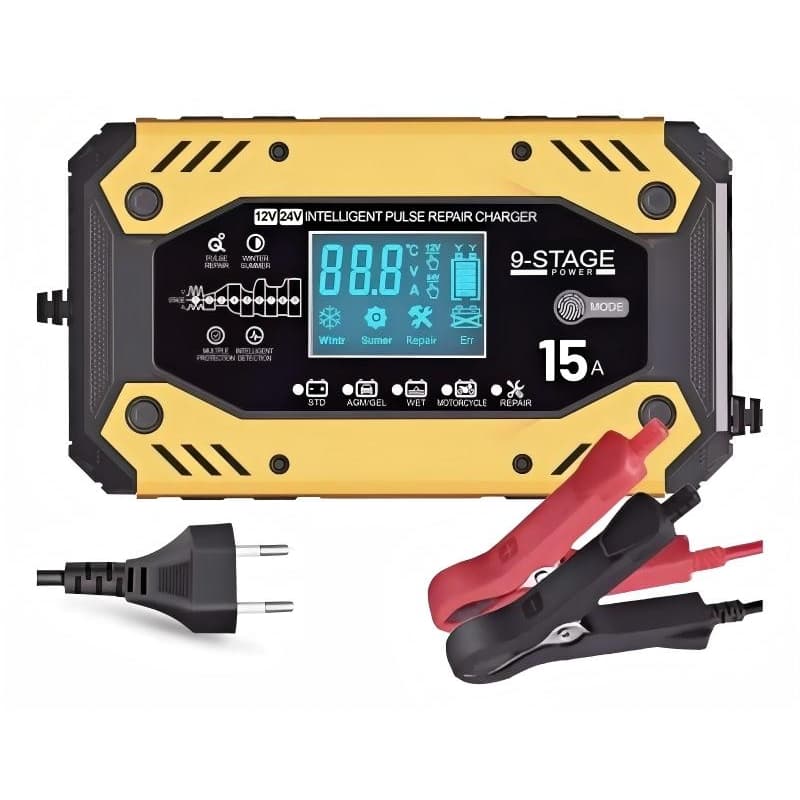 Carregador Bateria 15A Lítio Lifepo4 Chumbo Agm Gel 12v 24v
