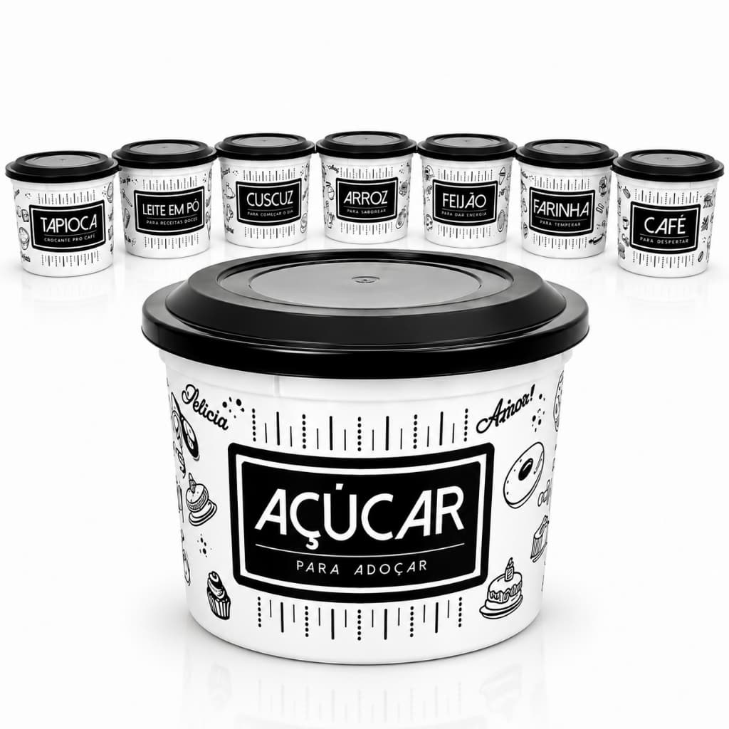 Pote para Mantimentos 2L Preto BPA Free – Escolha o Modelo (Unidade)