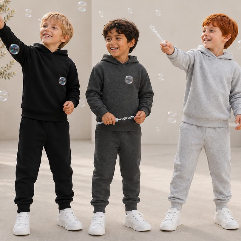 Conjunto Moletom Infantil Menino Com Capuz do 01 ao 10 Anos | Casaco + Calça de Moletom Inverno Peluciado
