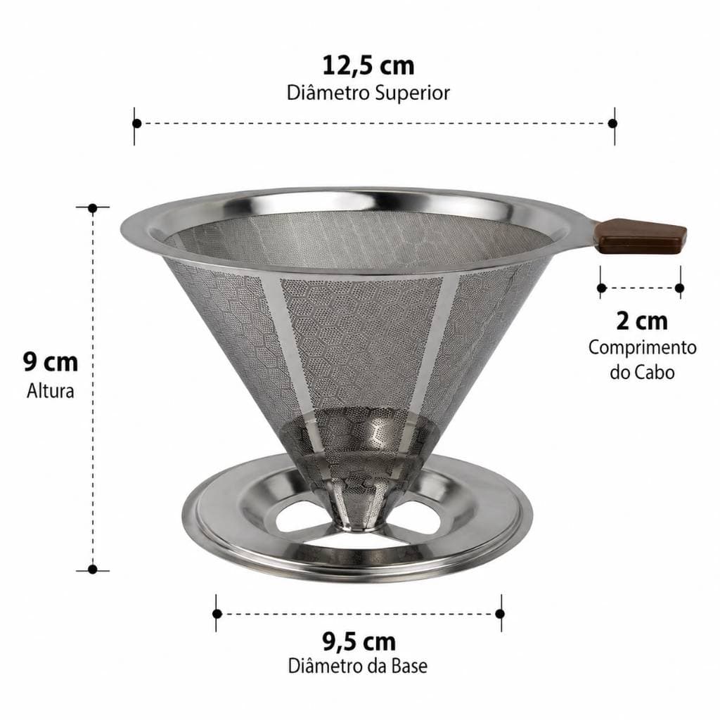 Coador de Café Inox Reutilizável 103 Filtro Permanente Café Sem Papel Aço Inoxidável