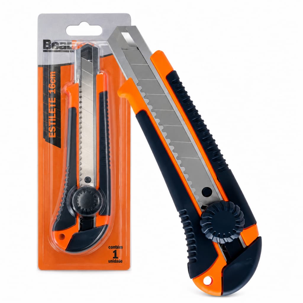 Estilete Profissional Emborrachado Com Trava 18mm