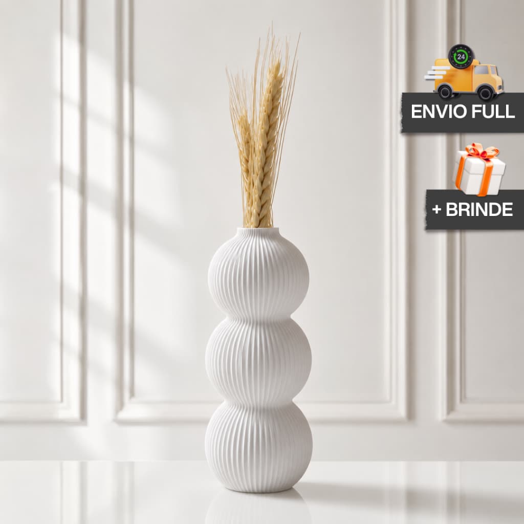 Vaso Decorativo Bubble Canelado COM Trigo Artificial Moderno Elegante + Presente Envio Rápido Decoração Minimalista Casa