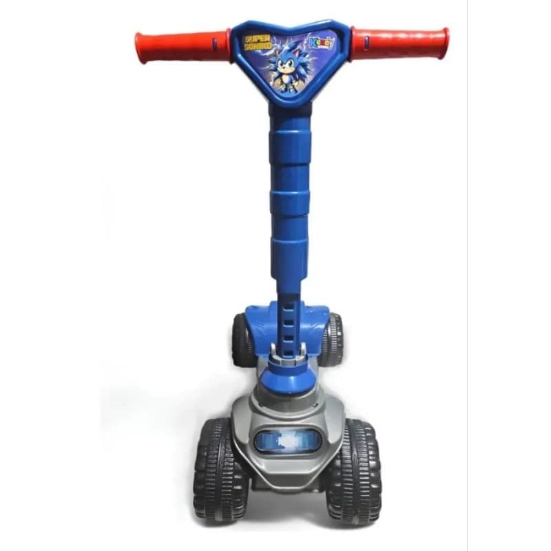 Patinete Infantil 4 Rodas com Luzes LED, Guidão Ajustável, Base Antiderrapante, Plástico Resistente, Azul
