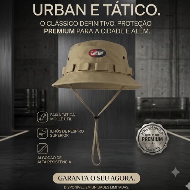 Chapéu Tático Militar Boonie Hat Proteção UV 50+ | Bucket Ajustável para Pesca, Camping e Trilha Unissex⁠