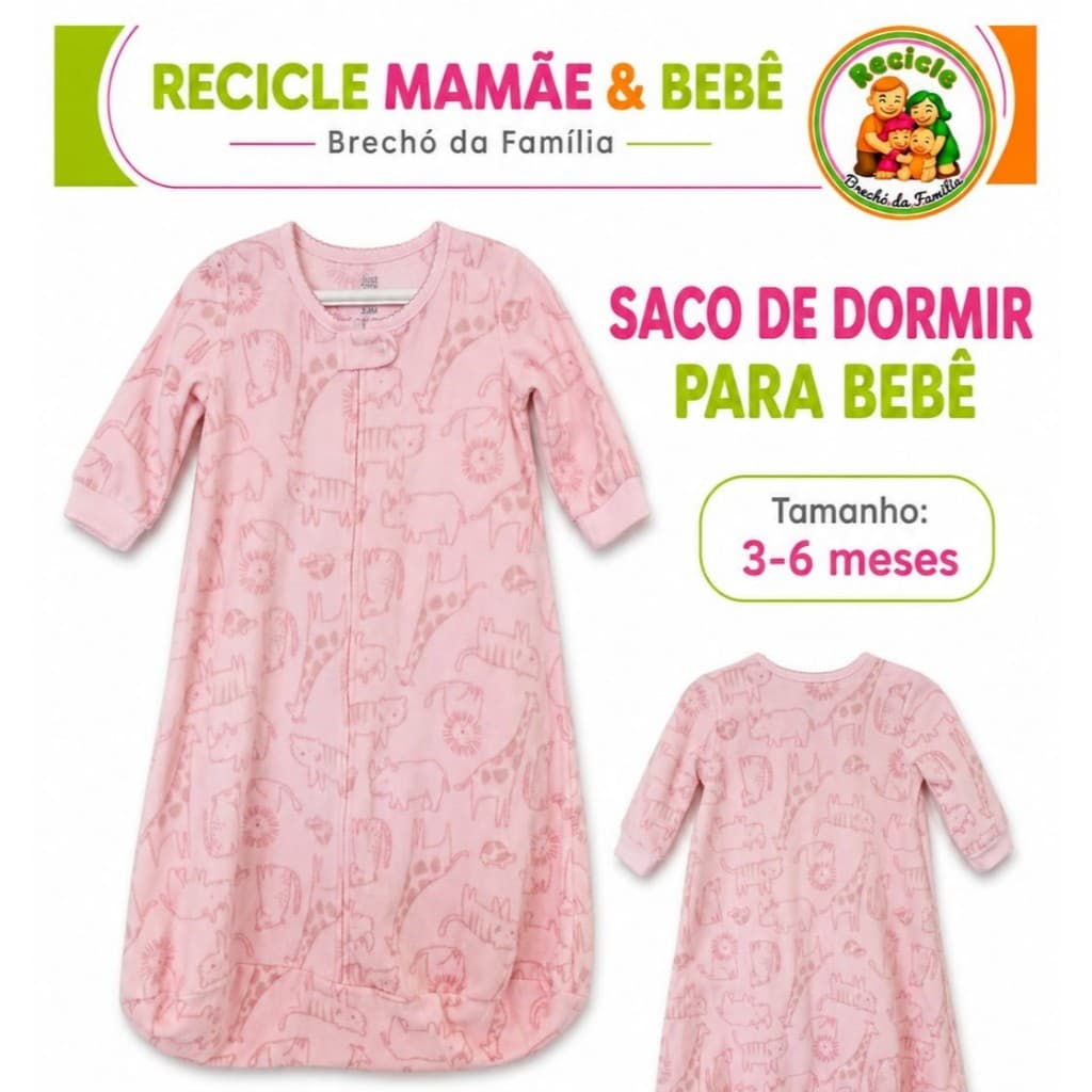 Saco de Dormir para Bebê – Tam. 3–6 Meses (RECICLE MAMÃE E BEBÊ)