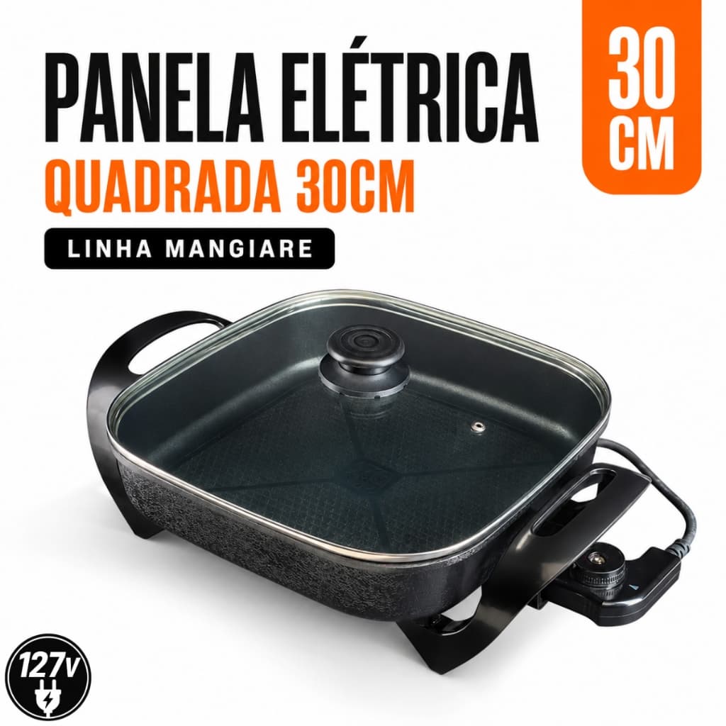Panela Elétrica Quadrada Agratto Mangiare 127v Arroz Carnes Legumes Receitas Rápidas Cozinha Prática