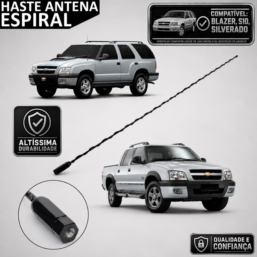 Haste Antena Espiral Chevrolet S10 e Blazer ate 2011 - Silverado 1997 A 2001