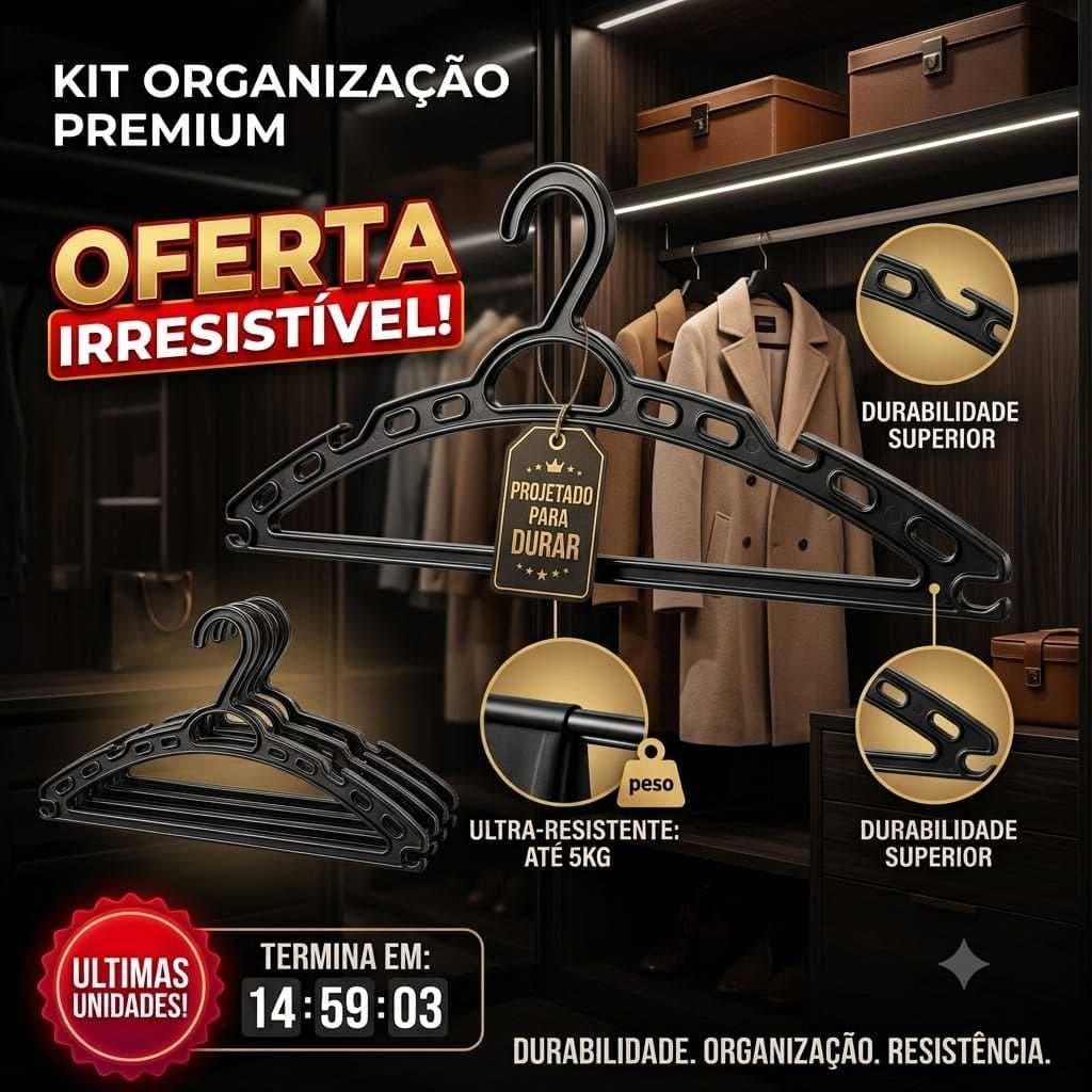 Kit Cabide 3 - 12 - de Adulto 40x16 Reforçado Resistente Preto Direto da Fabrica Qualidade Premium