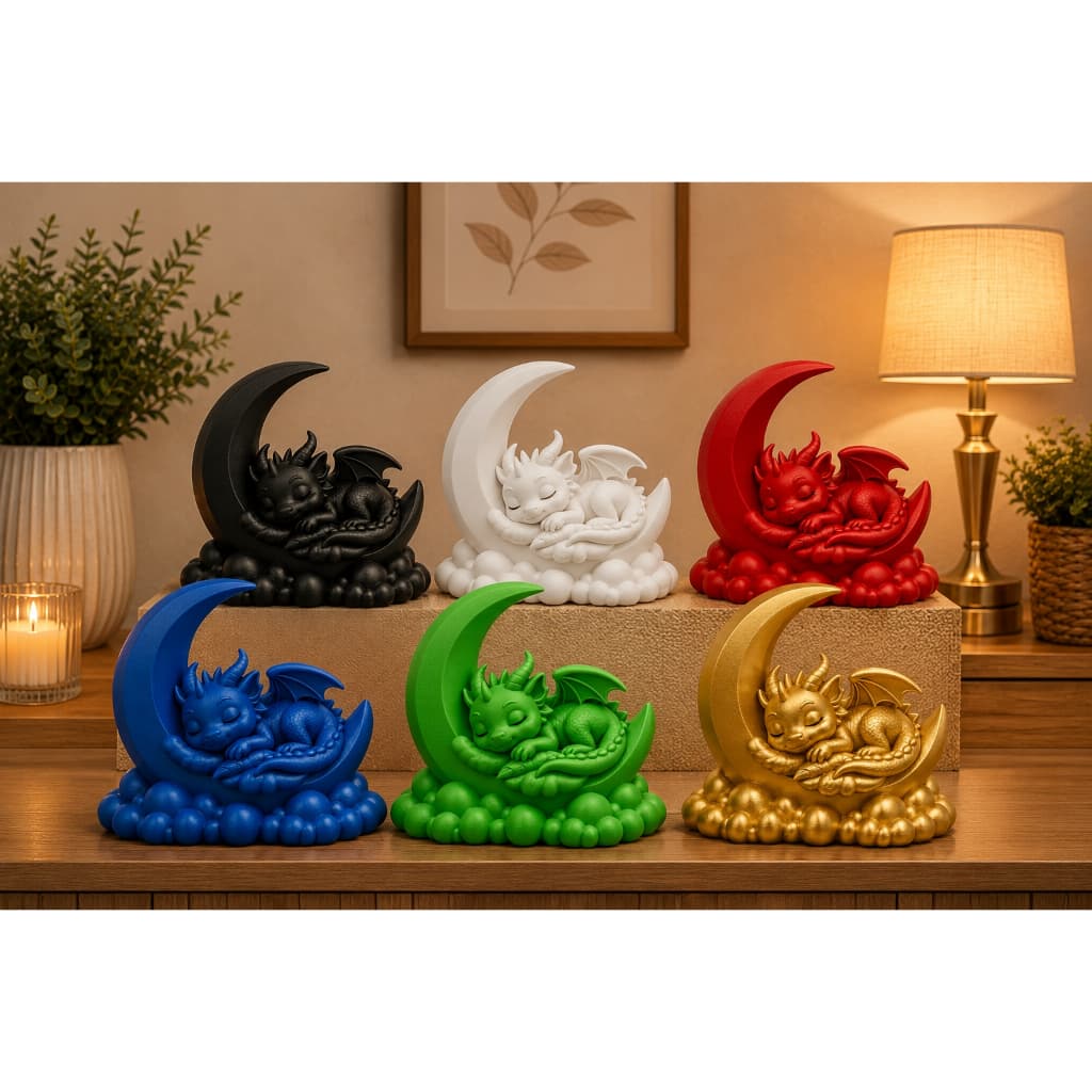 Dragão Babê Adormecido Na Lua | Decoração para Ambientes | Casa - Escritório - Lojas