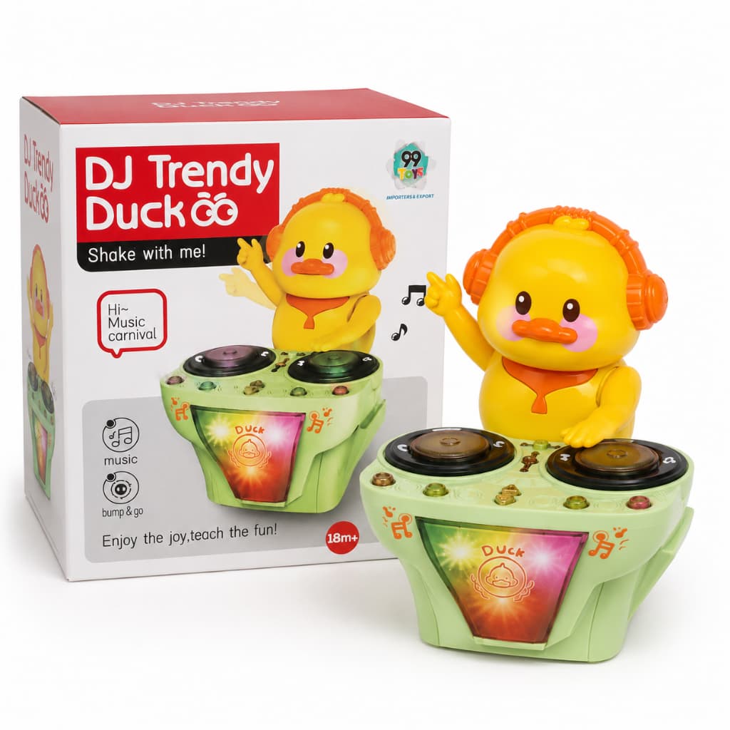 Pato DJ Dançante Musical Infantil com Luz e Som, Anda e Desvia de Obstáculos – Brinquedo Interativo