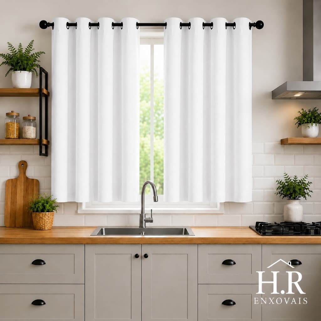 cortina Premium para cozinha, sala e quarto decoração de casa tecido micro percal 2.50x1,40