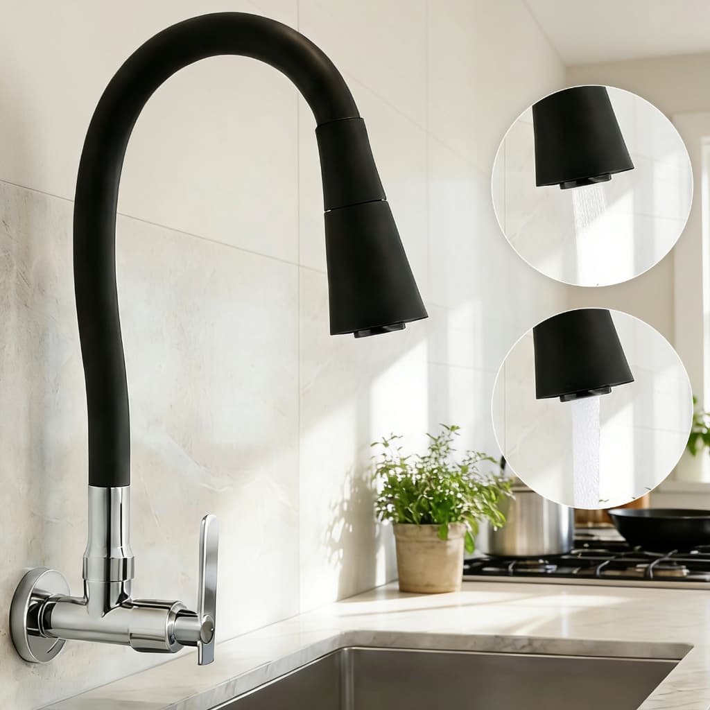Torneira de Cozinha Giratória 360°, Bico Flexível Multijato Instalação Bancada Ou Parede